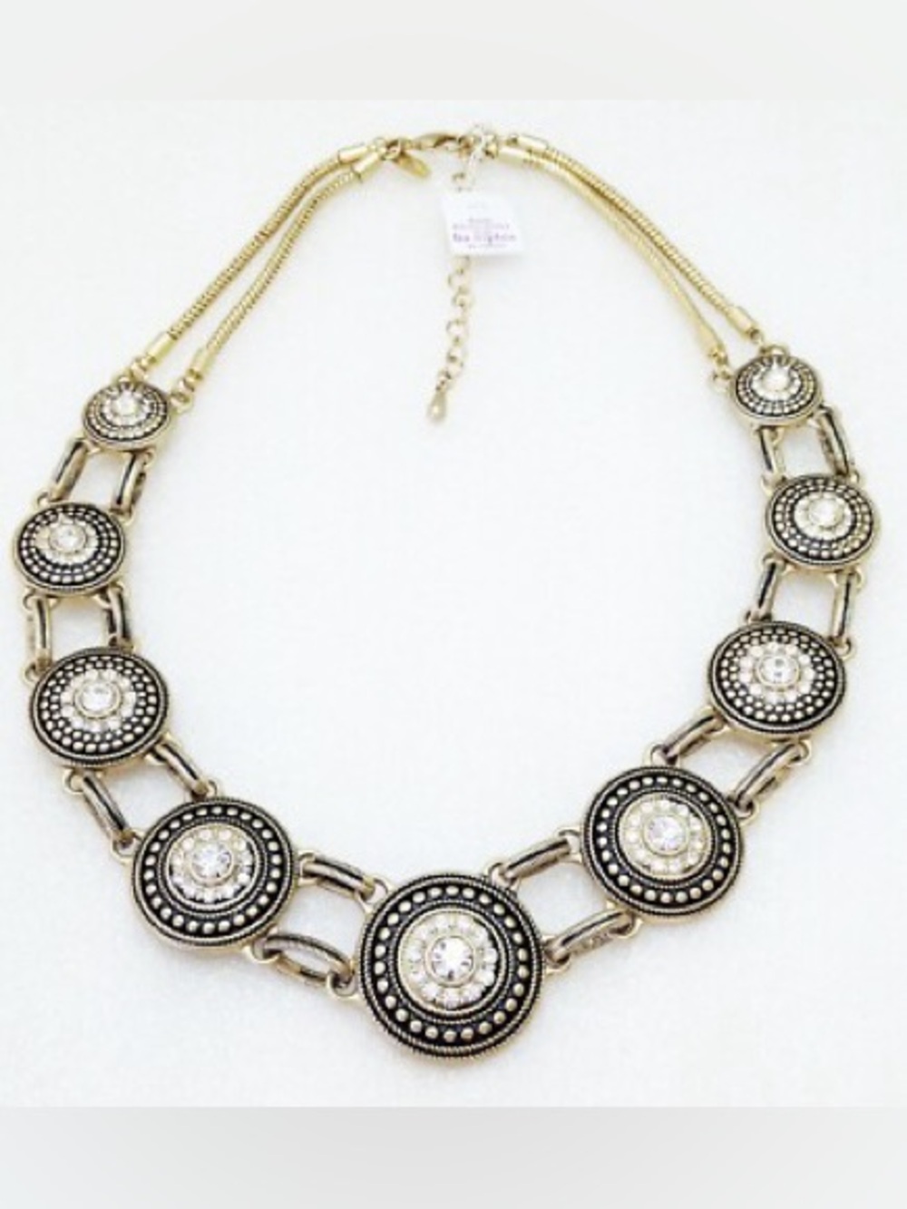 Lia Sophia Tudor statement necklace $180 Matte Gold Tone Necklace w Crystals